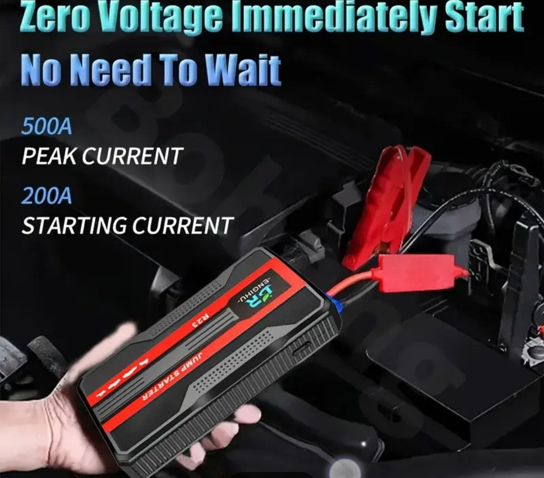 Portable Car Jump Starter 2025 – 12V 500A Battery Booster with Flashlight & Power Bank